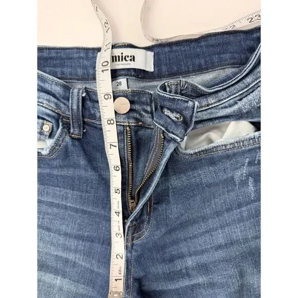 Mica Los Angeles Dark Denim Mid Rise Flared Jeans Blue Size 28 - Picture 8 of 9